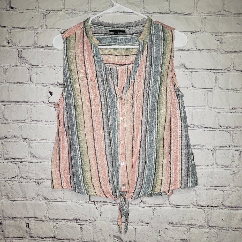 Drew Linen Sleeveless Button Down Blouse